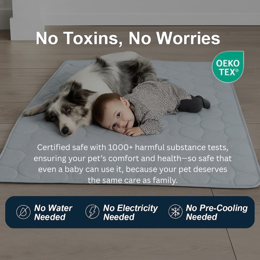 Dog Cooling Mat Washable Dogs Cats Pet Non-Toxic Cooling Pads Summer Sleeping Kennel Mats，Pet Self Cool Ice Blanket for Indoor & Outdoor Dog Beach Essentials Light Gray Large