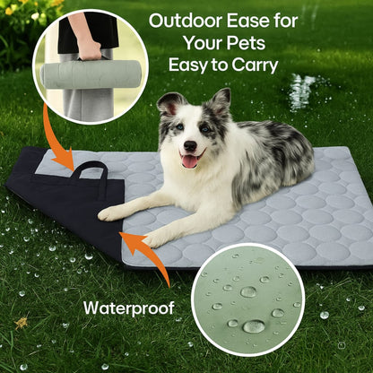 Dog Cooling Mat Washable Dogs Cats Pet Non-Toxic Cooling Pads Summer Sleeping Kennel Mats，Pet Self Cool Ice Blanket for Indoor & Outdoor Dog Beach Essentials Light Gray Large